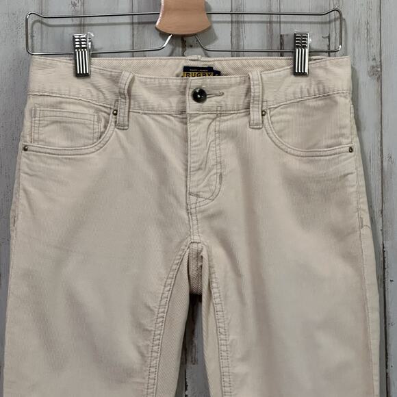 Ralph‎ Lauren Rugby Womens Corduroy Pants 2 28x33 Cream Low Rise Designer Tall - Picture 3 of 7